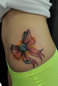 girl's waist popular fine diamond bow tattoo pattern