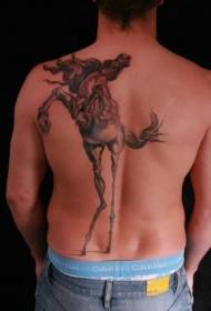 спіна афарбавана доўгімі нагамі татуіроўкі конь