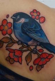 vissza iskola madár virág tetoválás minta