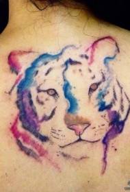 zpět Evropský a americký inkoustový tygr hlava tetování vzor
