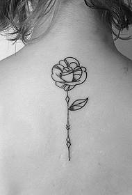 djevojka leđa ruža linija mali svježi uzorak tetovaža