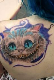 უკან სასაცილო ფერია ღიმილი Cheshire კატა ფერის ტატუირების ნიმუში