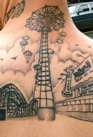 back black ash old playground building tattoo pattern