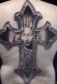 назад европски и американски крстови на шемата за тетоважа на Дева