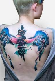 zadní barevné křídla a symbol tetování vzor