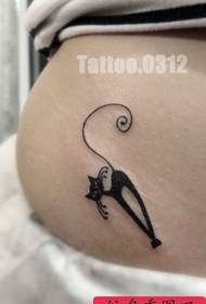 meisje taille schattige mode kat tattoo patroon