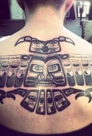 Mga batang lalaki nga nagbalik sa itom nga grey sketch point thorn trick creative creative domineering owl tattoo picture