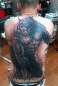 Torna enorme enorme modello di tatuaggio personalità lupo mannaro