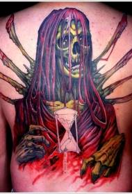 hátul festett véres halál tetoválás mintával