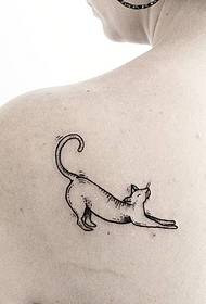 retro semplice linea di gatto piccolo modello di tatuaggio fresco