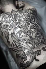 indietro incredibile modello di tatuaggio decorativo in stile puntino nero