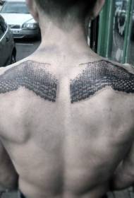 rygg unik svart gravering stil stick vingar tatuering mönster