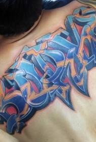 bizkarreko koloreko graffiti letraren tatuaje eredua