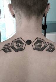 terug zwart kubistisch geometrisch decoratief tatoegeringspatroon