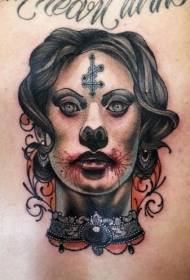 ny baksida tradition Färgad zombie tatueringsmönster