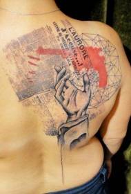 nuovo stile tradizionale nuovo colore geometrico con lettera tatuaggio a mano