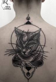 stil gdhendës model i zi tatuazh i lezetshëm i maceve