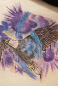 zēniem uzkrāsota akvareļa skice. Radoši dominējošie ērgļa tetovējuma attēli
