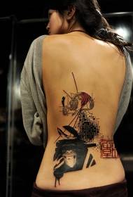 back funny monkey and rabbit black dot tattoo pattern