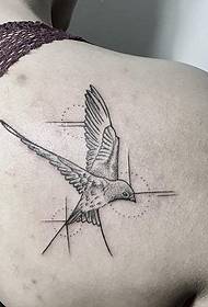 belakang geometri hummingbird menyengat corak tatu garis