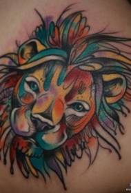 vissza az európai és amerikai tinta akvarell oroszlán tetoválás minta