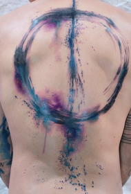 back mysterious color splash line tattoo pattern