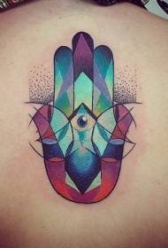 back old school color mysterious Fatima hand tattoo pattern