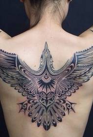 muguras melnā muguras stila putna tetovējuma modelis