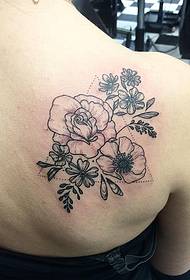 atgal Europos ir Amerikos rožių geometrinės tatuiruotės tatuiruotės modelis