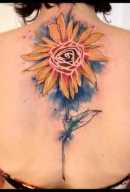 Style de dessin animé coloré beau motif de tatouage tournesol