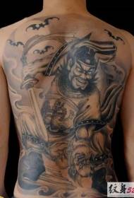 Vissza szürke kínai harcos és denevér tetoválás minta