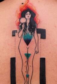 Назад мистериозни обоени пламени и женски тетоважи дизајни