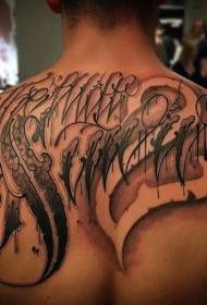 modello di tatuaggio personaggio insolito bianco e nero sul retro