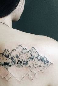 Повратак једноставан црни бодљикави линијски планински облик тетоваже