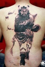 späť kreslený štýl čierny bojovník a bat tetovanie vzor