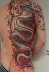 terug witte grote draak en rode achtergrond tattoo patroon