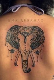 tukang gajah hideung abu hideung sareng pola tato Amérika