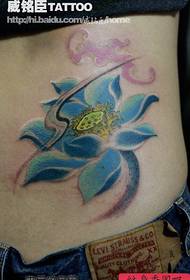 beleco talio bela koloro lotuso tatuaje ŝablono