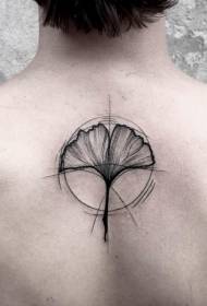 daretu à u filu neru simplice di prugna ginkgo foglia di mudellu di tatuaggi