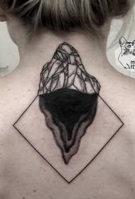 Απλό ασπρόμαυρο μικρό γεωμετρικό μοτίβο τατουάζ στο πίσω μέρος