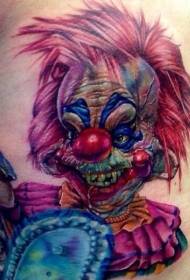 modello del tatuaggio del pagliaccio di colore spaventoso posteriore