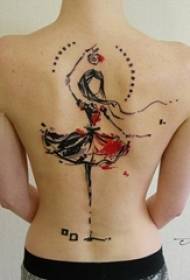 Balik deui katresna dicét skésa kreatif menari gadis potret tattoo gambar