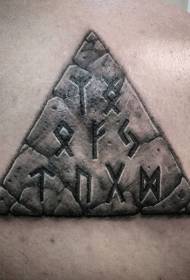 Torna Pietra di stile sculptatu piramide neru-grisgia è mudellu di tatuaggi di caratteri