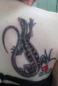 launuka na baya da tsohuwar makaranta babban lizard da harafin tattoo harafi