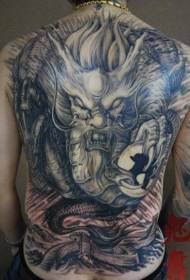 sorprendente dragón malvado asiático e Gran Muralla patrón de tatuaxe de costas cheas