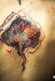 back watercolor style seaside tattoo pattern