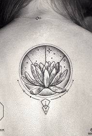 malantaŭa punkto dorno stelita lotuso tatuaje tatuaje ŝablono