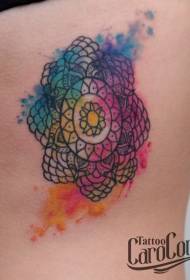 esquena estil aquarel·la tinta flor decorativa patró de tatuatge de flors