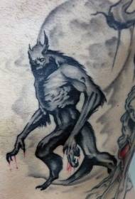 dorso di lupo mannaro insanguinato e motivo tatuaggio ragazza