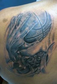 modello tatuaggio tatuaggio giocatore di basket bianco e nero posteriore